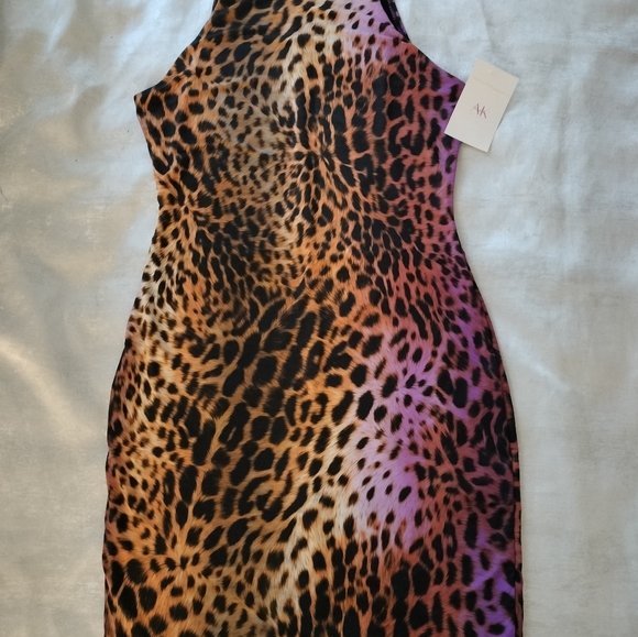 NWT Leopard Print Mini Dress - Picture 2 of 7